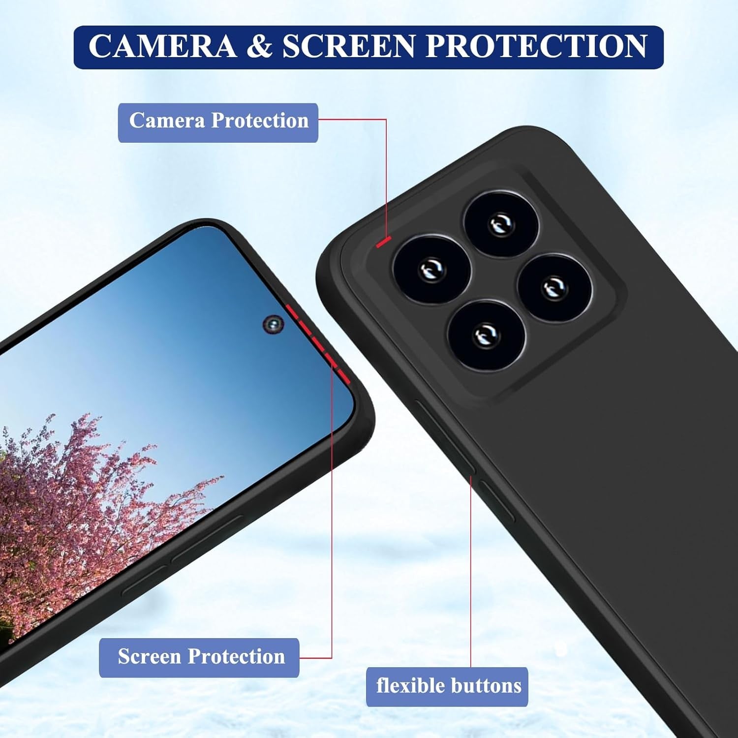 Husa de Protectie, Flippy, pentru Xiaomi 14, Liquid Silicone, cu Microfibra pe Interior, Protectie Antisoc, Compatibil Incarcare Wireless, Negru-5