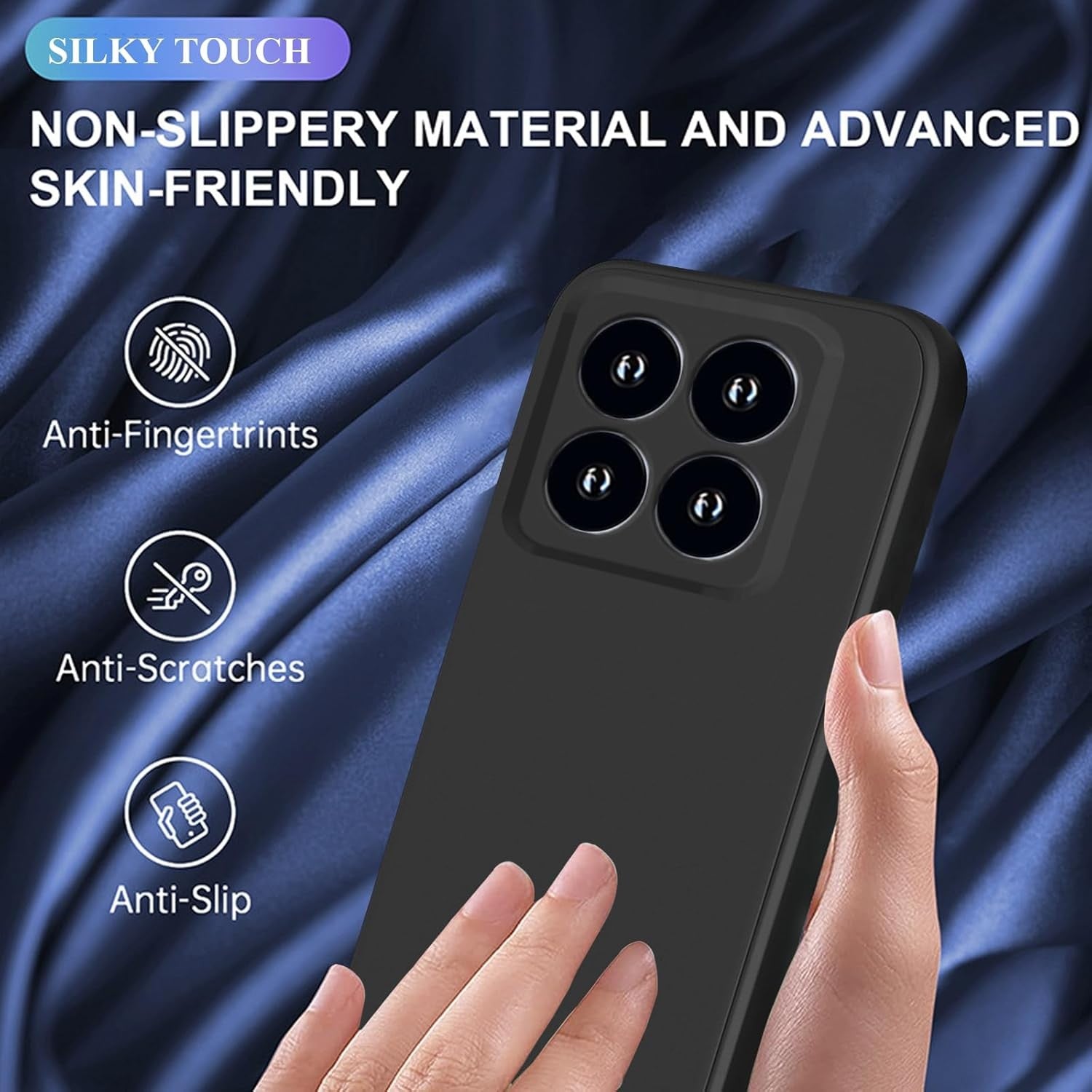Husa de Protectie, Flippy, pentru Xiaomi 14, Liquid Silicone, cu Microfibra pe Interior, Protectie Antisoc, Compatibil Incarcare Wireless, Negru-6