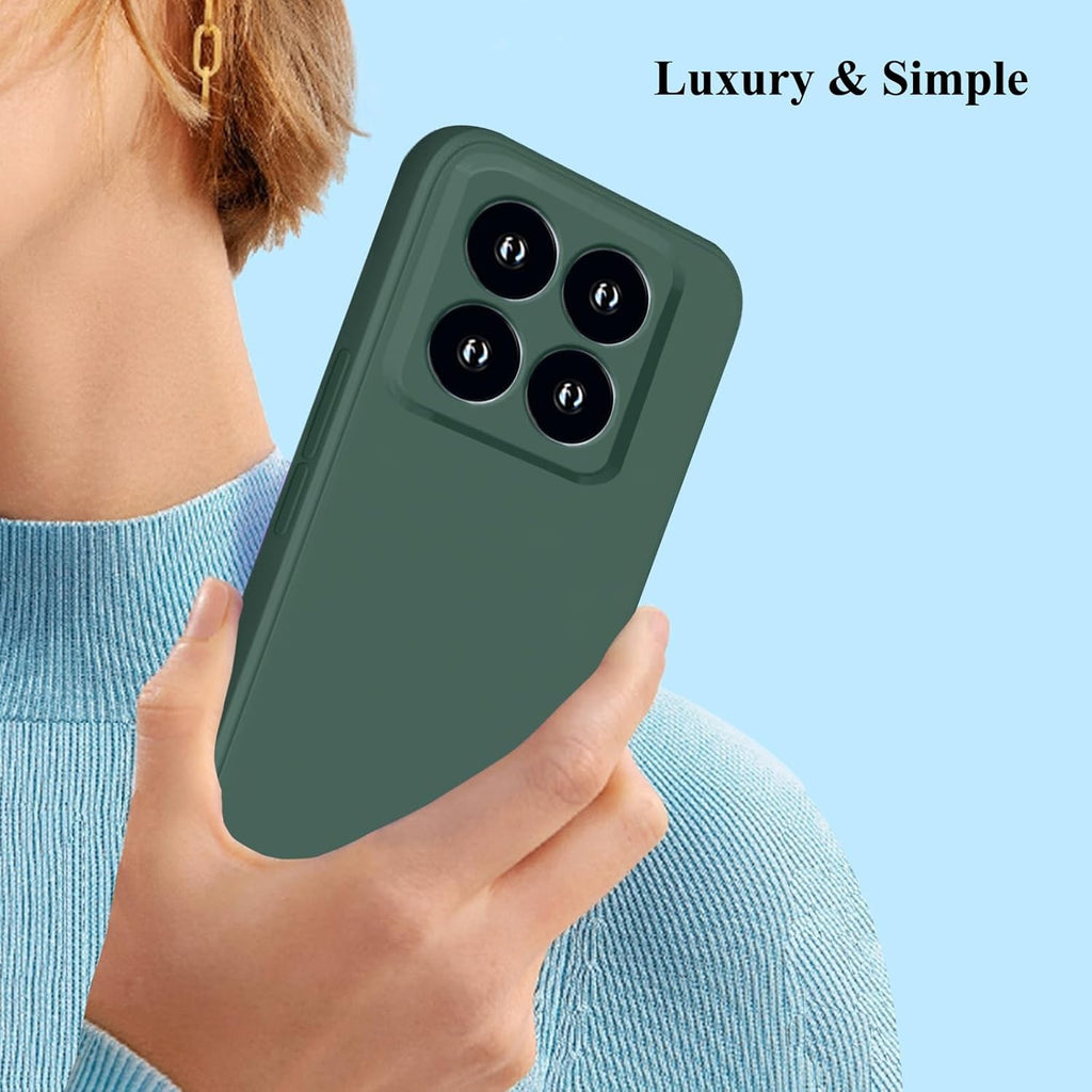 Husa de Protectie, Flippy, pentru Xiaomi 14, Liquid Silicone, cu Microfibra pe Interior, Protectie Antisoc, Compatibil Incarcare Wireless, Verde-2