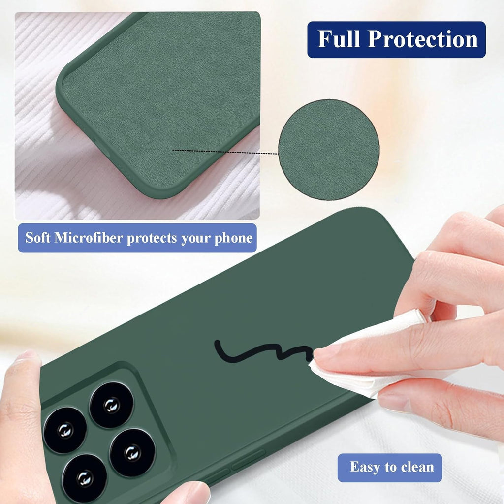 Husa de Protectie, Flippy, pentru Xiaomi 14, Liquid Silicone, cu Microfibra pe Interior, Protectie Antisoc, Compatibil Incarcare Wireless, Verde-3