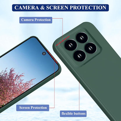 Husa de Protectie, Flippy, pentru Xiaomi 14, Liquid Silicone, cu Microfibra pe Interior, Protectie Antisoc, Compatibil Incarcare Wireless, Verde-5