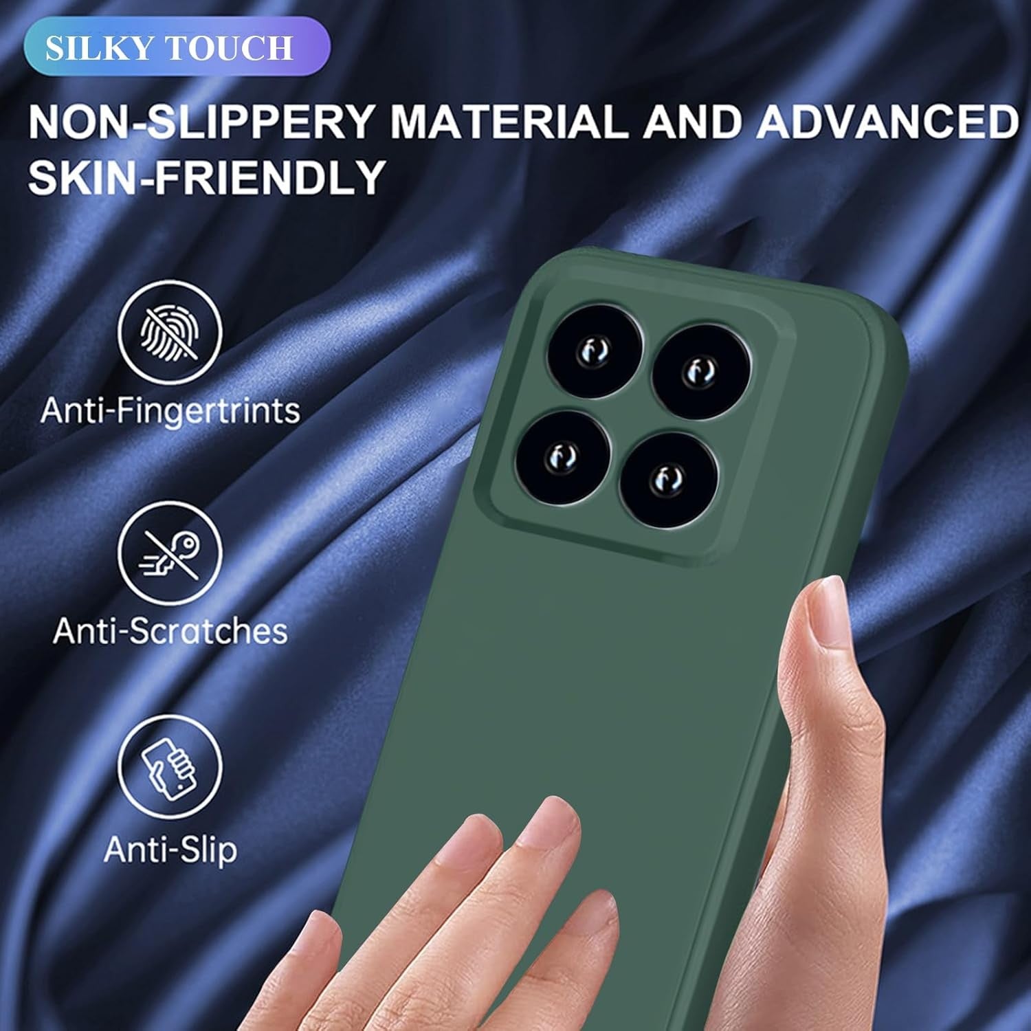 Husa de Protectie, Flippy, pentru Xiaomi 14, Liquid Silicone, cu Microfibra pe Interior, Protectie Antisoc, Compatibil Incarcare Wireless, Verde-6
