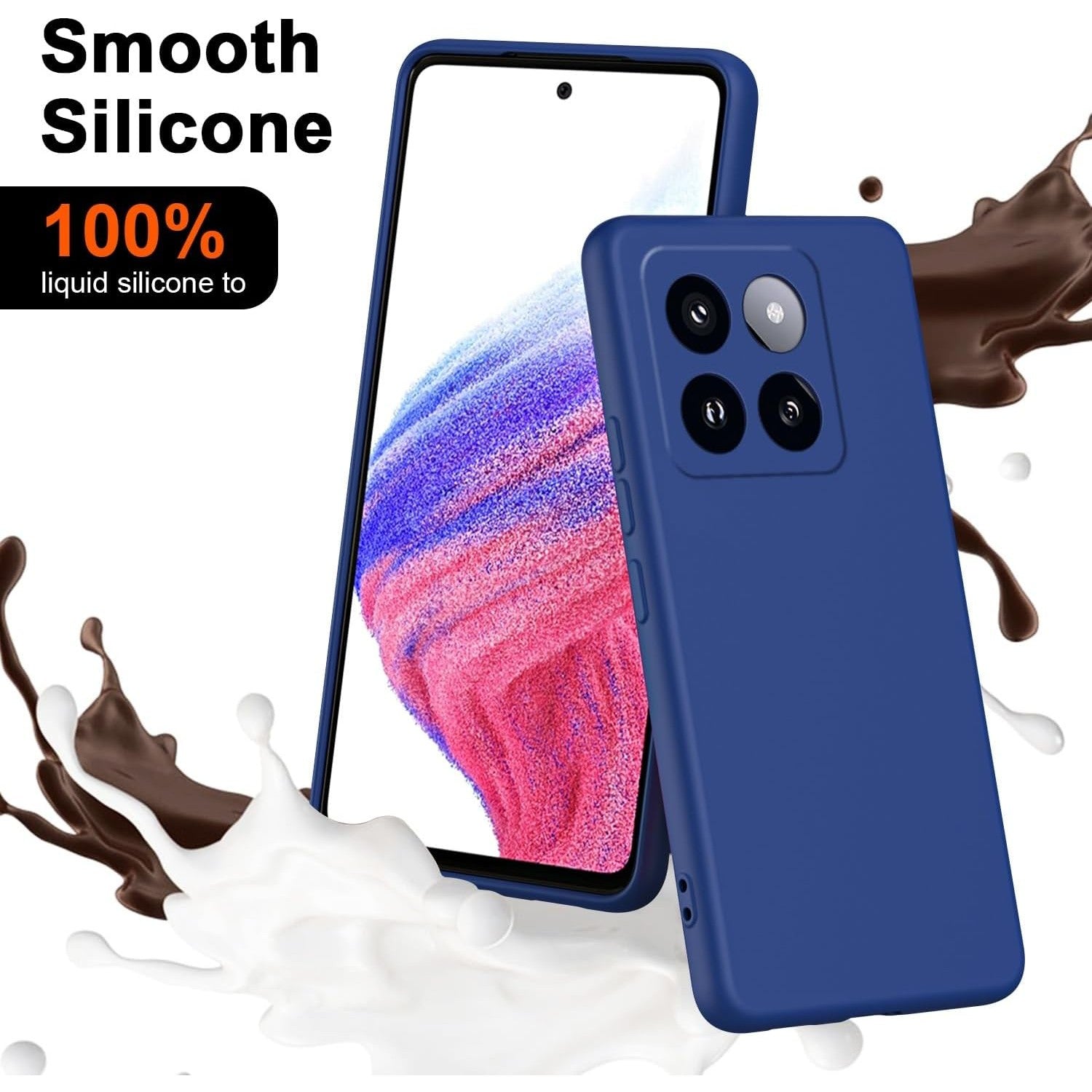 Husa de Protectie, Flippy, pentru Xiaomi 14, Liquid Silicone, cu Microfibra pe Interior, Protectie Antisoc, Compatibil Incarcare Wireless, Albastru-5