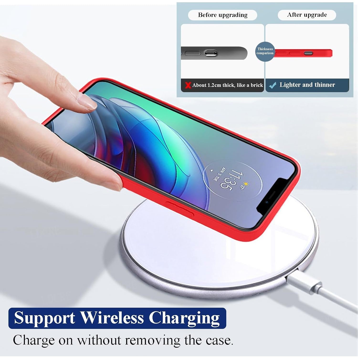 Husa de Protectie, Flippy, pentru Xiaomi 14, Liquid Silicone, cu Microfibra pe Interior, Protectie Antisoc, Compatibil Incarcare Wireless, Rosu-1