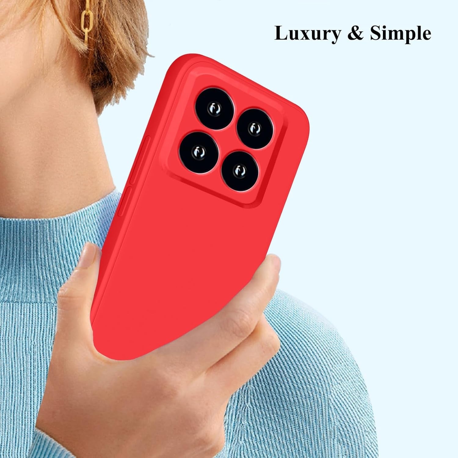 Husa de Protectie, Flippy, pentru Xiaomi 14, Liquid Silicone, cu Microfibra pe Interior, Protectie Antisoc, Compatibil Incarcare Wireless, Rosu-2