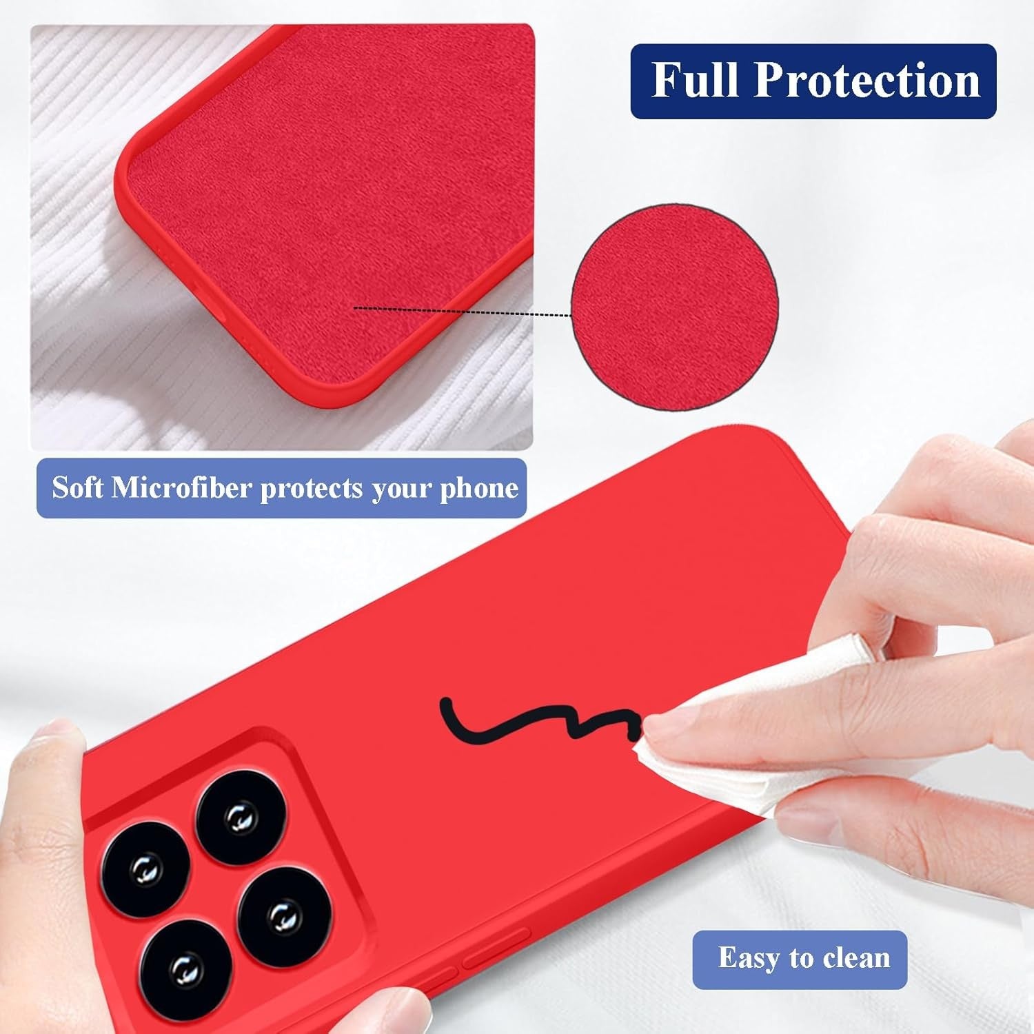 Husa de Protectie, Flippy, pentru Xiaomi 14, Liquid Silicone, cu Microfibra pe Interior, Protectie Antisoc, Compatibil Incarcare Wireless, Rosu-3