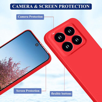 Husa de Protectie, Flippy, pentru Xiaomi 14, Liquid Silicone, cu Microfibra pe Interior, Protectie Antisoc, Compatibil Incarcare Wireless, Rosu-5