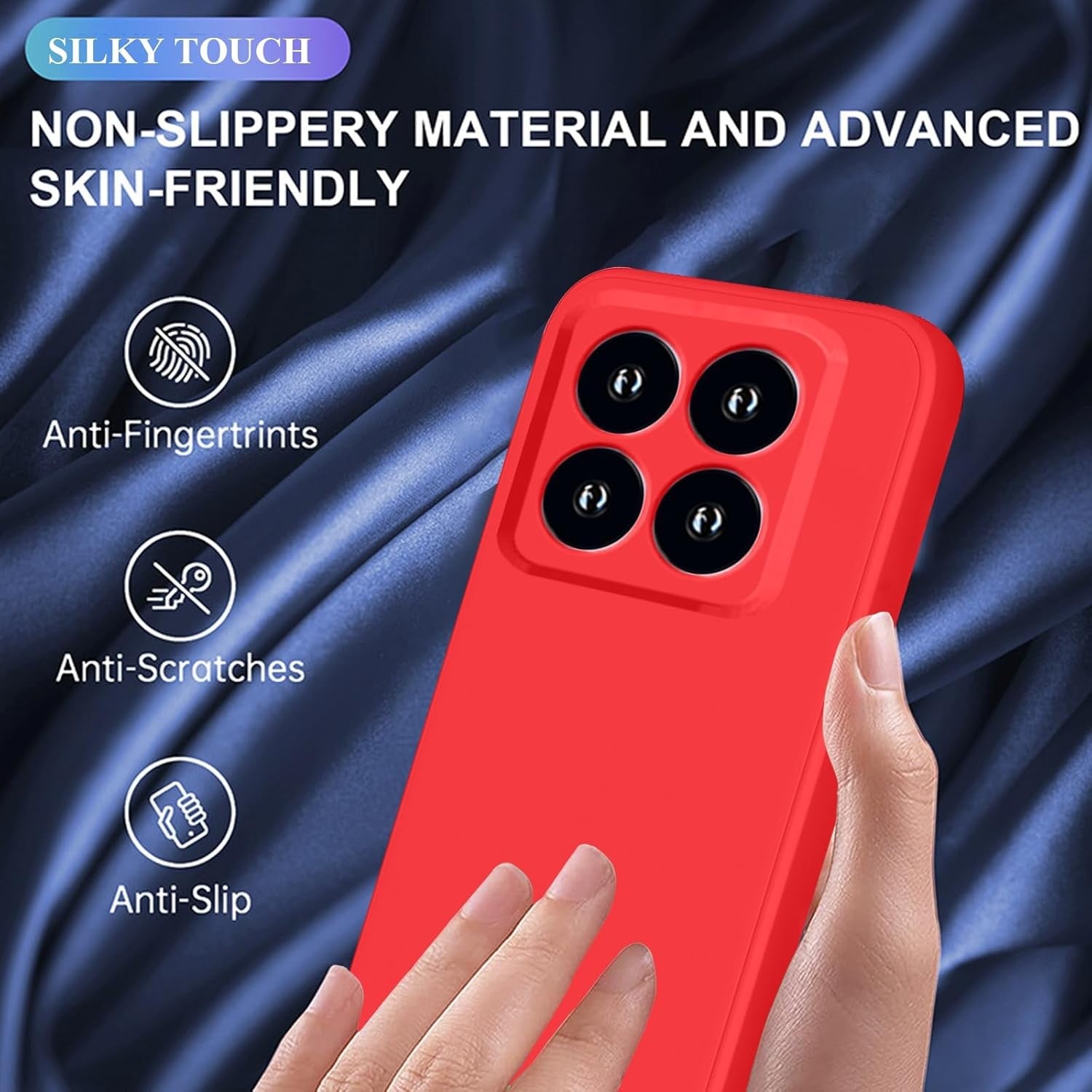 Husa de Protectie, Flippy, pentru Xiaomi 14, Liquid Silicone, cu Microfibra pe Interior, Protectie Antisoc, Compatibil Incarcare Wireless, Rosu-6