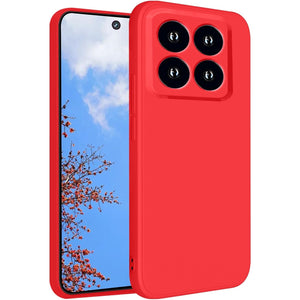Husa de Protectie, Flippy, pentru Xiaomi 14, Liquid Silicone, cu Microfibra pe Interior, Protectie Antisoc, Compatibil Incarcare Wireless, Rosu-0
