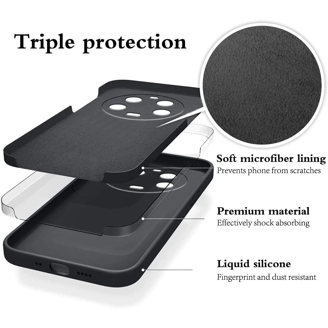 Husa de Protectie, Flippy, pentru Xiaomi 14 Ultra, Liquid Silicone, cu Microfibra pe Interior, Protectie Antisoc, Compatibil Incarcare Wireless, Negru-1