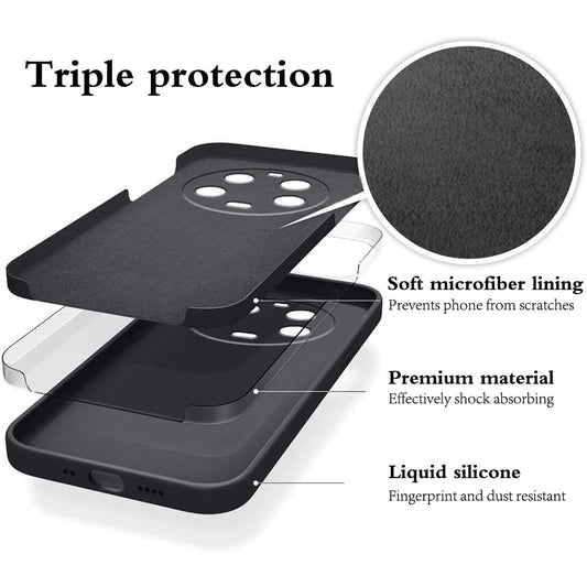 Husa de Protectie, Flippy, pentru Xiaomi 14 Ultra, Liquid Silicone, cu Microfibra pe Interior, Protectie Antisoc, Compatibil Incarcare Wireless, Negru-1