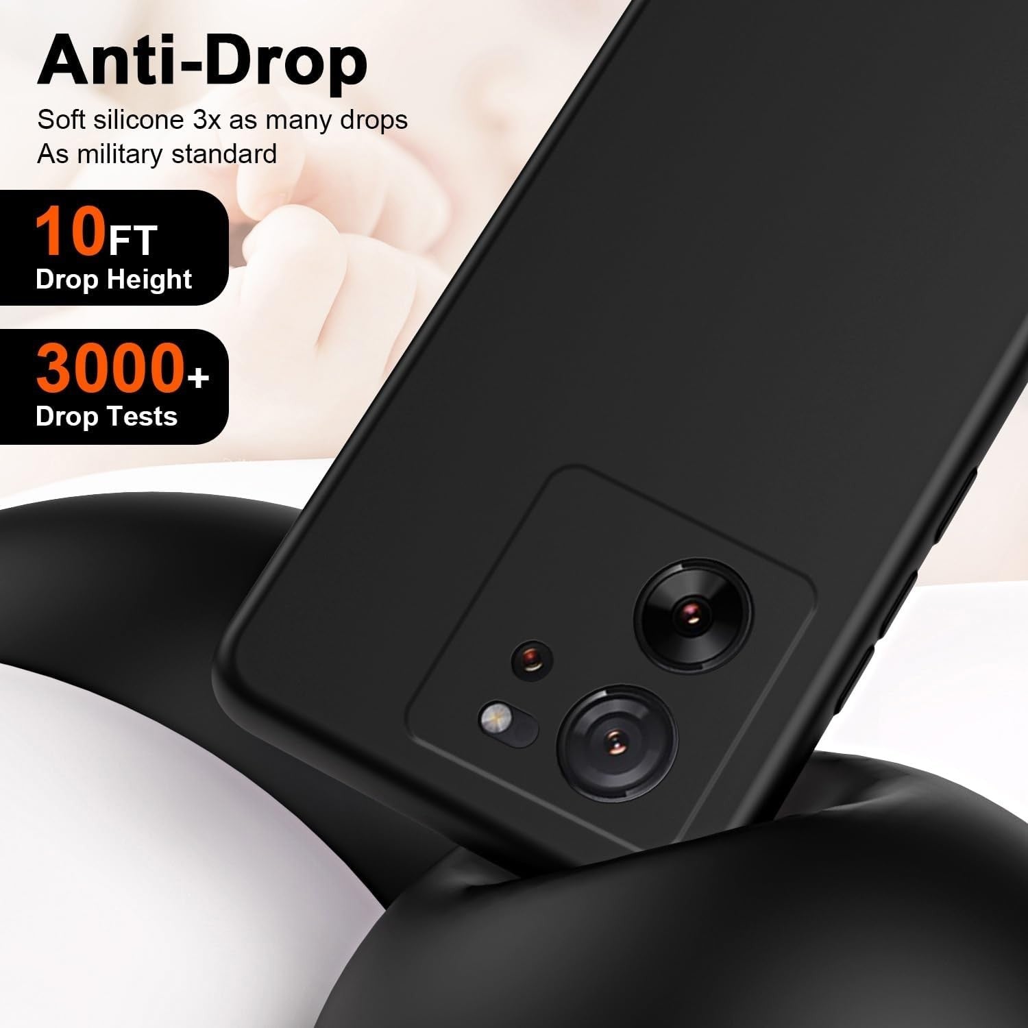 Husa de Protectie, Flippy, pentru Xiaomi Redmi 13T, Liquid Silicone, cu Microfibra pe Interior, Protectie Antisoc, Compatibil Incarcare Wireless, Negru-4