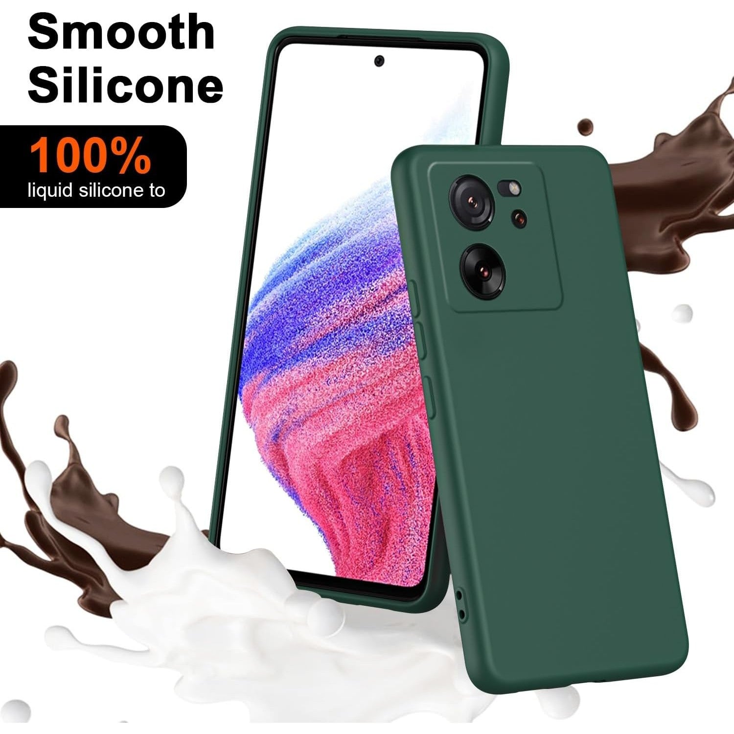 Husa de Protectie, Flippy, pentru Xiaomi Redmi 13T, Liquid Silicone, cu Microfibra pe Interior, Protectie Antisoc, Compatibil Incarcare Wireless, Verde-5