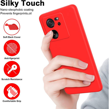 Husa de Protectie, Flippy, pentru Xiaomi Redmi 13T, Liquid Silicone, cu Microfibra pe Interior, Protectie Antisoc, Compatibil Incarcare Wireless, Rosu-3