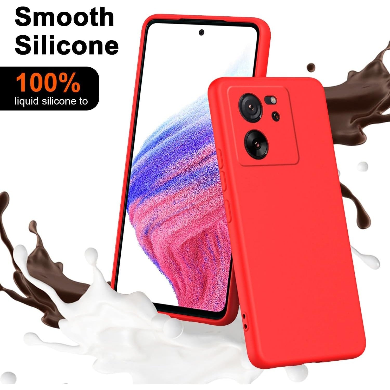 Husa de Protectie, Flippy, pentru Xiaomi Redmi 13T, Liquid Silicone, cu Microfibra pe Interior, Protectie Antisoc, Compatibil Incarcare Wireless, Rosu-5