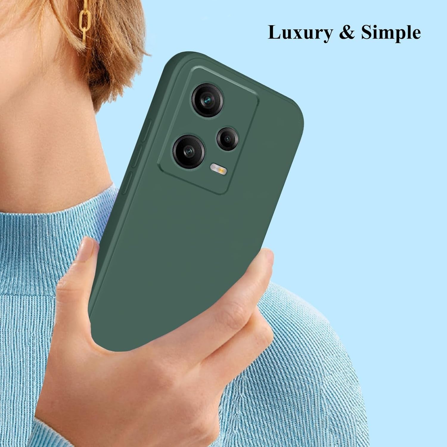Husa de Protectie, Flippy, pentru Xiaomi Redmi Note 12 Pro 5G, Liquid Silicone, cu Microfibra pe Interior, Protectie Antisoc, Compatibil Incarcare Wireless, Verde-1