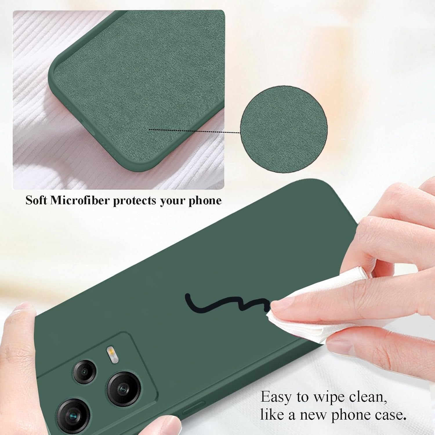 Husa de Protectie, Flippy, pentru Xiaomi Redmi Note 12 Pro 5G, Liquid Silicone, cu Microfibra pe Interior, Protectie Antisoc, Compatibil Incarcare Wireless, Verde-4