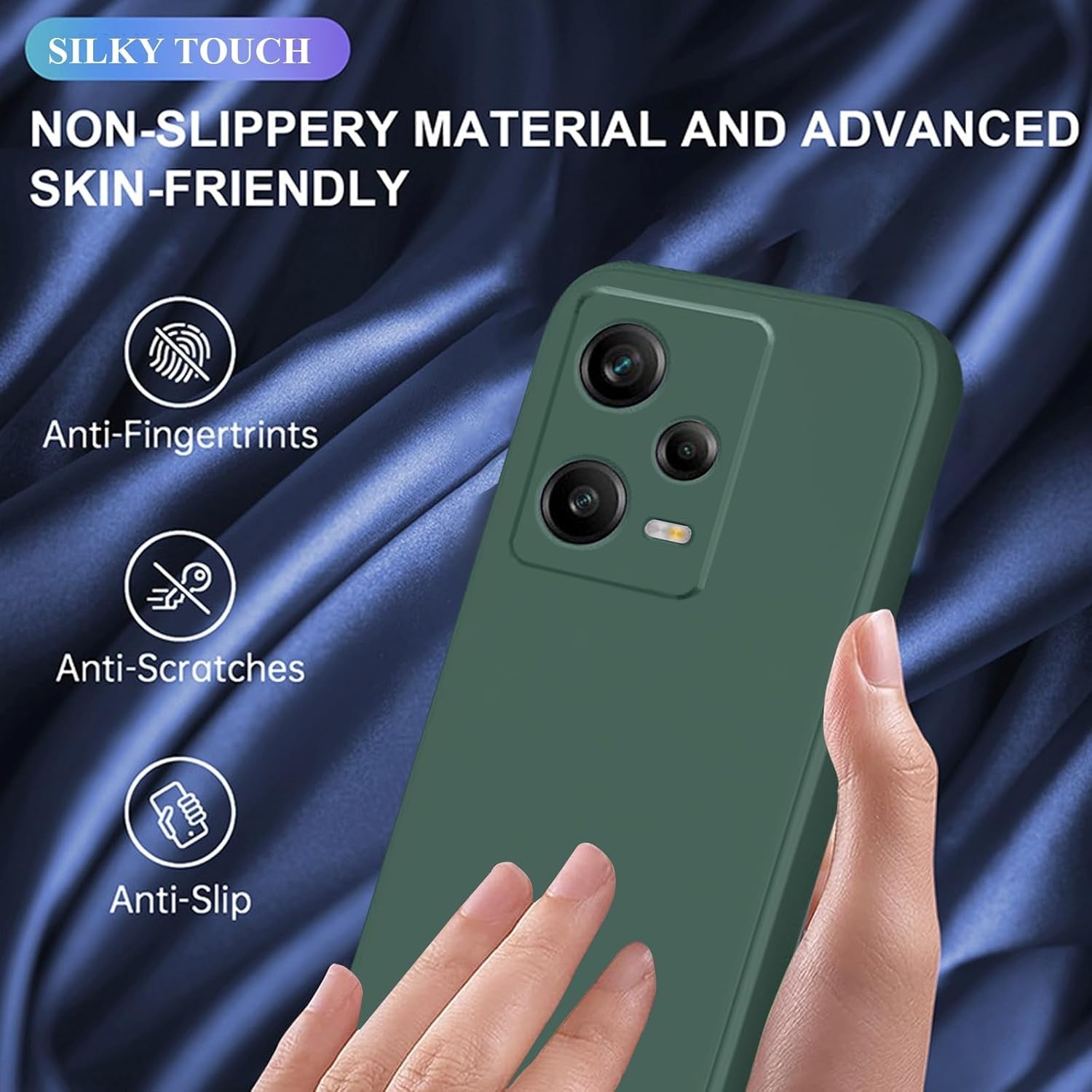 Husa de Protectie, Flippy, pentru Xiaomi Redmi Note 12 Pro 5G, Liquid Silicone, cu Microfibra pe Interior, Protectie Antisoc, Compatibil Incarcare Wireless, Verde-6