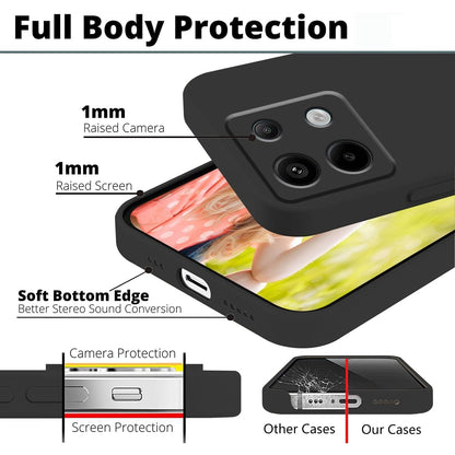 Husa de Protectie, Flippy, pentru Xiaomi Redmi Note 13 5G, Liquid Silicone, cu Microfibra pe Interior, Protectie Antisoc, Compatibil Incarcare Wireless, Negru-3