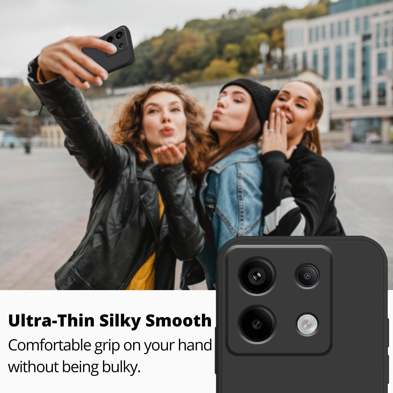 Husa de Protectie, Flippy, pentru Xiaomi Redmi Note 13 5G, Liquid Silicone, cu Microfibra pe Interior, Protectie Antisoc, Compatibil Incarcare Wireless, Negru-5