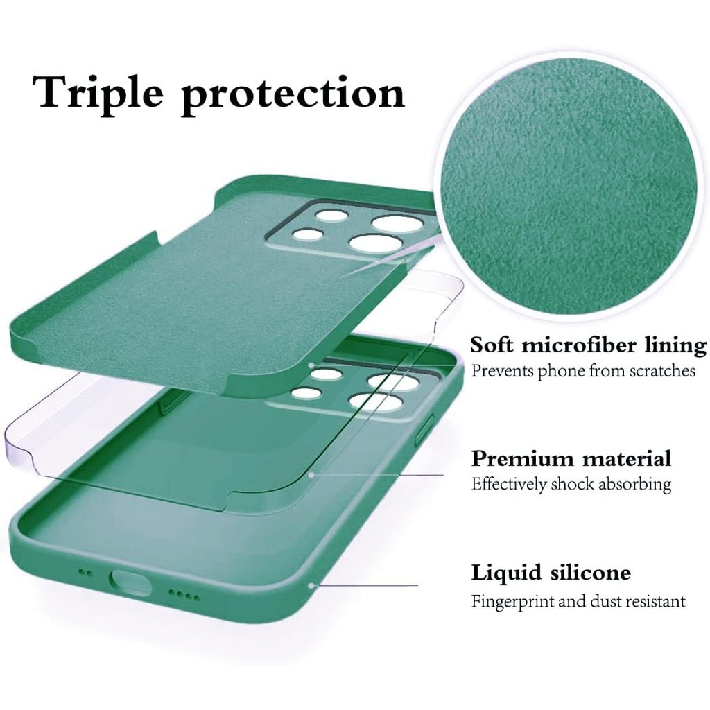 Husa de Protectie, Flippy, pentru Xiaomi Redmi Note 13 5G, Liquid Silicone, cu Microfibra pe Interior, Protectie Antisoc, Compatibil Incarcare Wireless, Verde-1