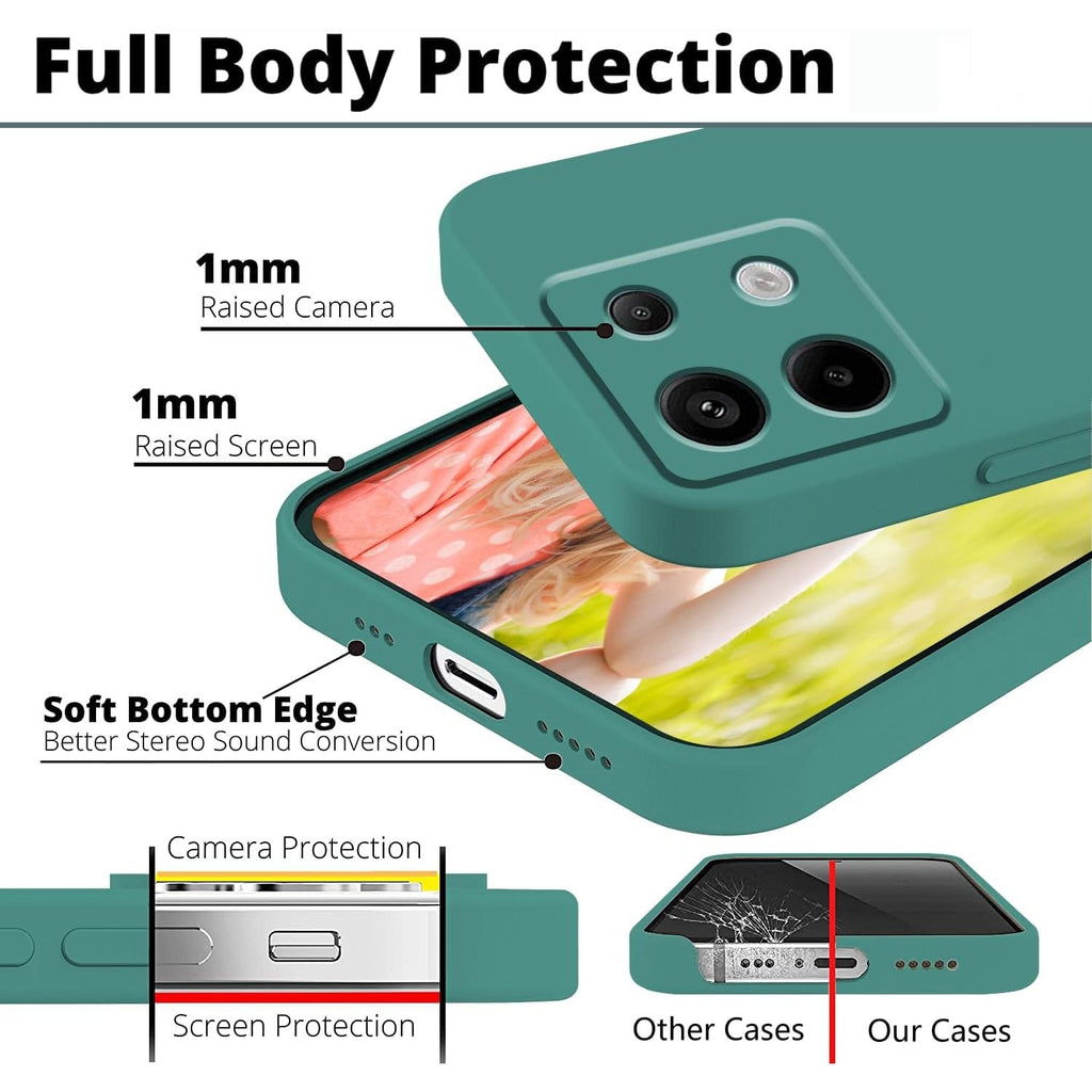 Husa de Protectie, Flippy, pentru Xiaomi Redmi Note 13 5G, Liquid Silicone, cu Microfibra pe Interior, Protectie Antisoc, Compatibil Incarcare Wireless, Verde-3