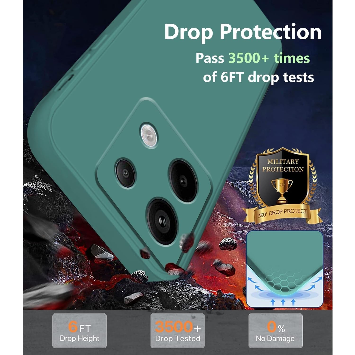 Husa de Protectie, Flippy, pentru Xiaomi Redmi Note 13 5G, Liquid Silicone, cu Microfibra pe Interior, Protectie Antisoc, Compatibil Incarcare Wireless, Verde-4