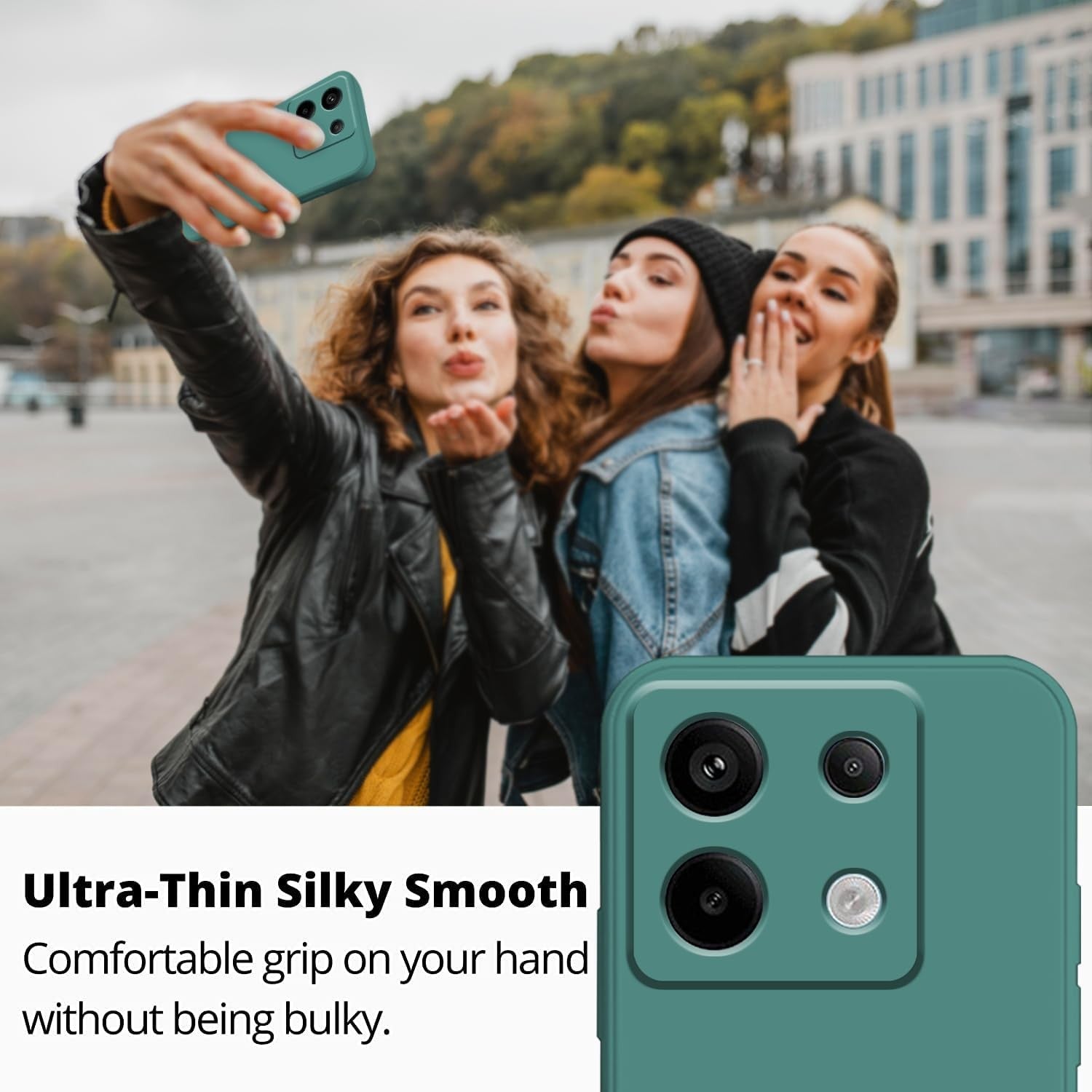 Husa de Protectie, Flippy, pentru Xiaomi Redmi Note 13 5G, Liquid Silicone, cu Microfibra pe Interior, Protectie Antisoc, Compatibil Incarcare Wireless, Verde-5