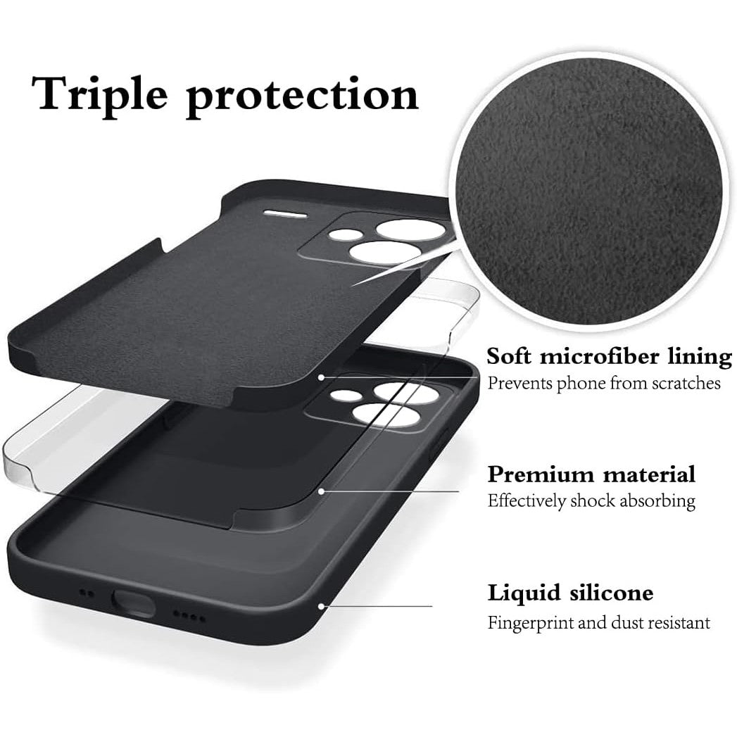 Husa de Protectie, Flippy, pentru Xiaomi Redmi Note 13 Pro Plus 5G, Liquid Silicone, cu Microfibra pe Interior, Protectie Antisoc, Compatibil Incarcare Wireless, Negru-1