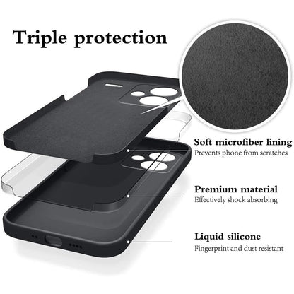 Husa de Protectie, Flippy, pentru Xiaomi Redmi Note 13 Pro Plus 5G, Liquid Silicone, cu Microfibra pe Interior, Protectie Antisoc, Compatibil Incarcare Wireless, Negru-1