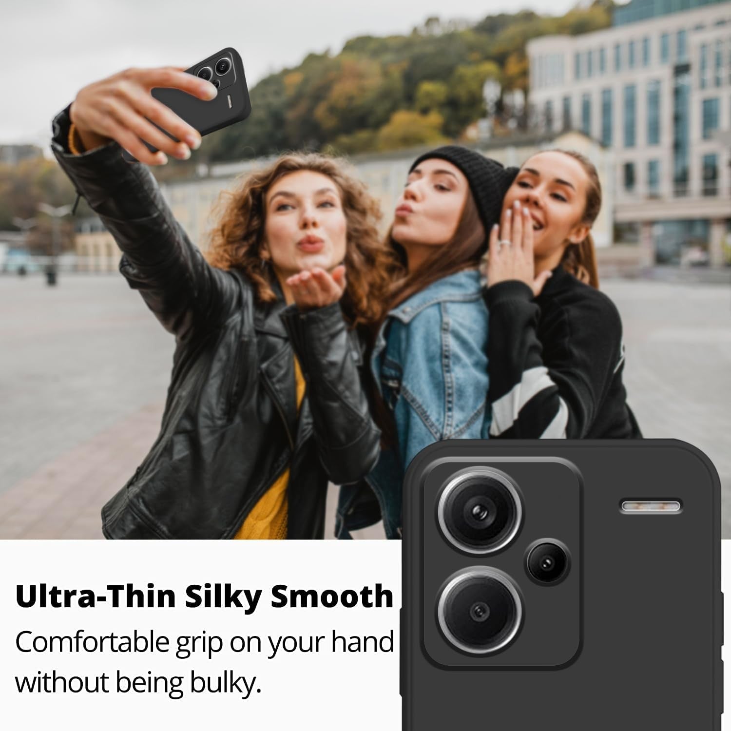 Husa de Protectie, Flippy, pentru Xiaomi Redmi Note 13 Pro Plus 5G, Liquid Silicone, cu Microfibra pe Interior, Protectie Antisoc, Compatibil Incarcare Wireless, Negru-5