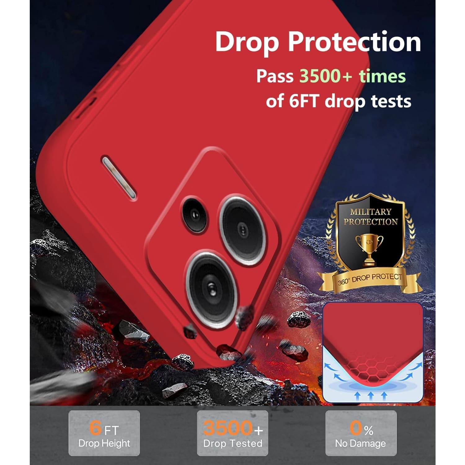 Husa de Protectie, Flippy, pentru Xiaomi Redmi Note 13 Pro Plus 5G, Liquid Silicone, cu Microfibra pe Interior, Protectie Antisoc, Compatibil Incarcare Wireless, Rosu-4