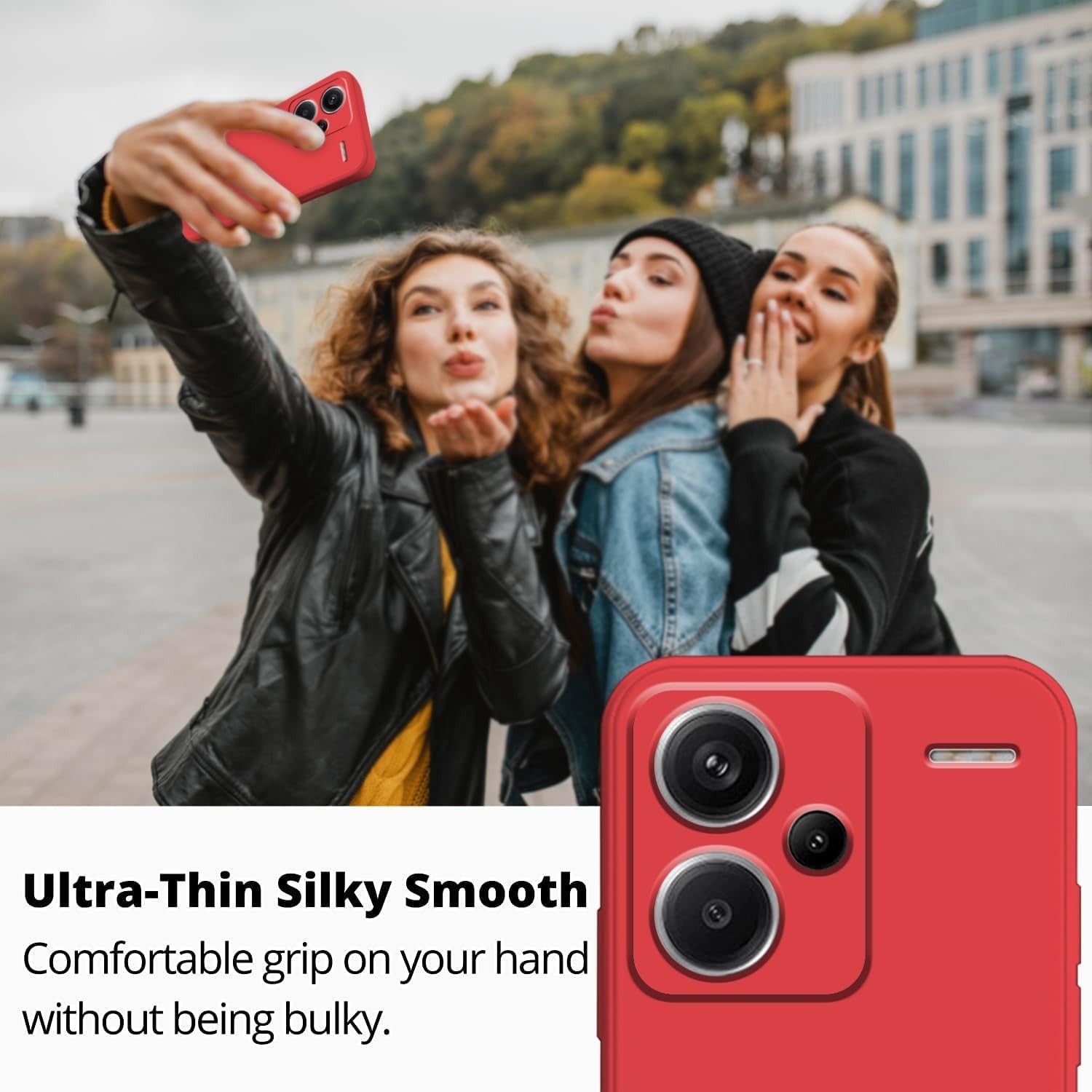 Husa de Protectie, Flippy, pentru Xiaomi Redmi Note 13 Pro Plus 5G, Liquid Silicone, cu Microfibra pe Interior, Protectie Antisoc, Compatibil Incarcare Wireless, Rosu-5