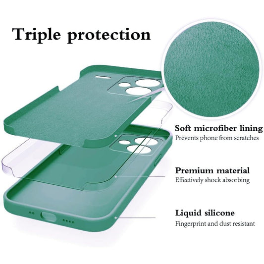 Husa de Protectie, Flippy, pentru Xiaomi Redmi Note 13 Pro Plus 5G, Liquid Silicone, cu Microfibra pe Interior, Protectie Antisoc, Compatibil Incarcare Wireless, Verde-1