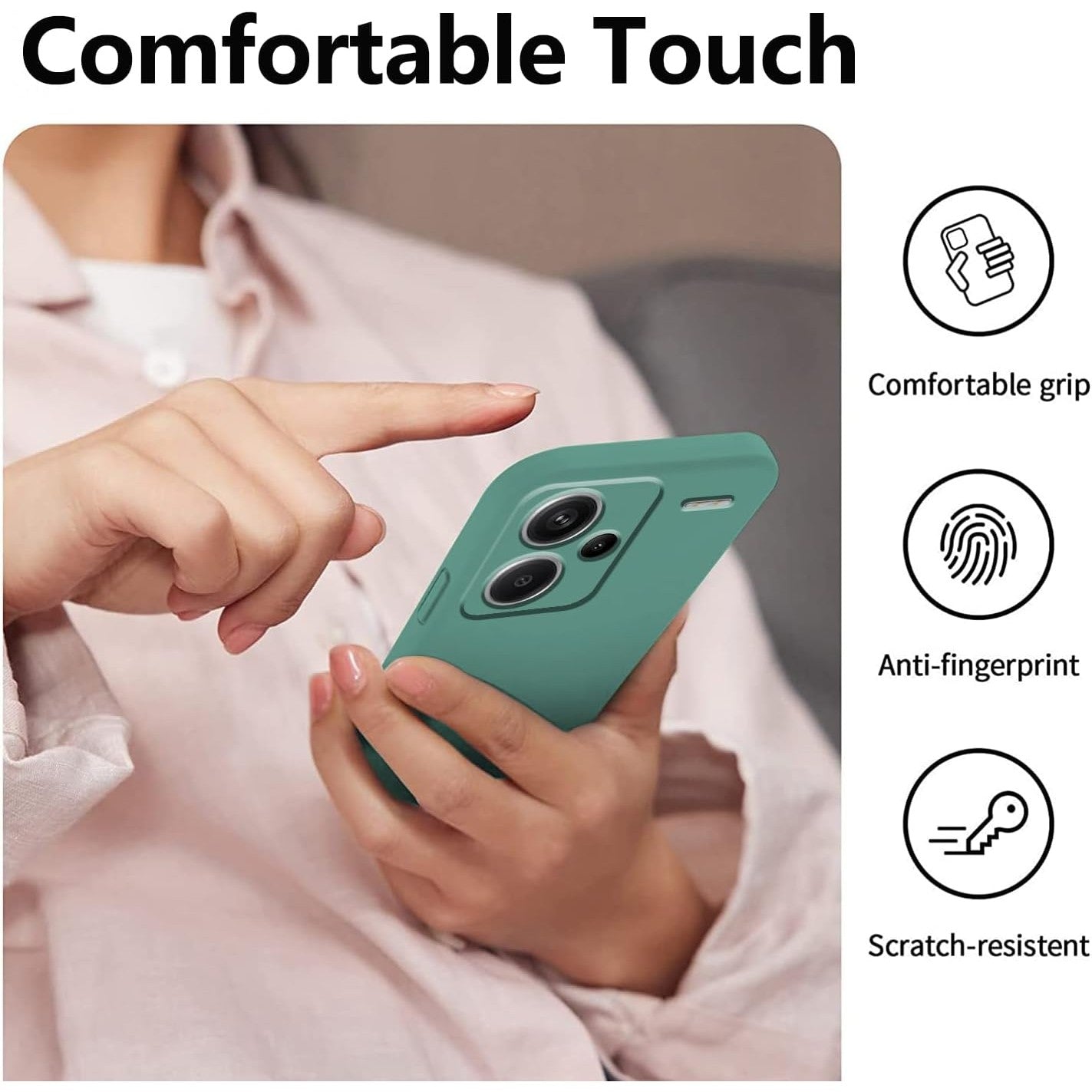 Husa de Protectie, Flippy, pentru Xiaomi Redmi Note 13 Pro Plus 5G, Liquid Silicone, cu Microfibra pe Interior, Protectie Antisoc, Compatibil Incarcare Wireless, Verde-7