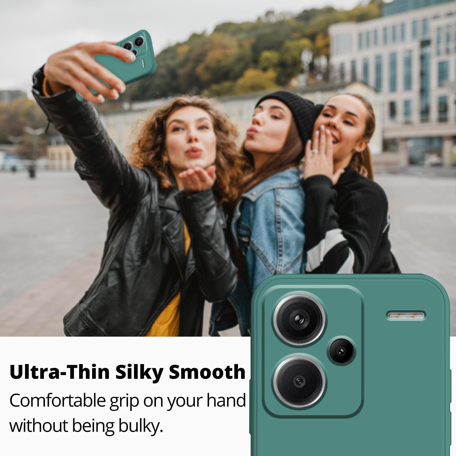 Husa de Protectie, Flippy, pentru Xiaomi Redmi Note 13 Pro Plus 5G, Liquid Silicone, cu Microfibra pe Interior, Protectie Antisoc, Compatibil Incarcare Wireless, Verde-10