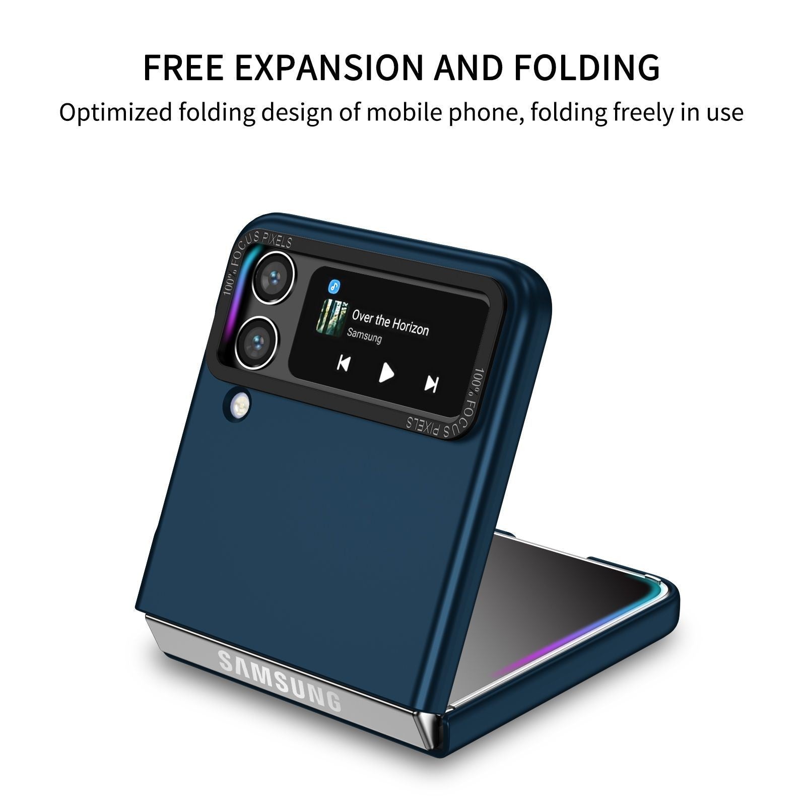 Husa de protectie Flippy, Pliere Tridimensionala, Multifunctionala, PC, pentru Samsung Galaxy Z Flip 5, Albastru-2