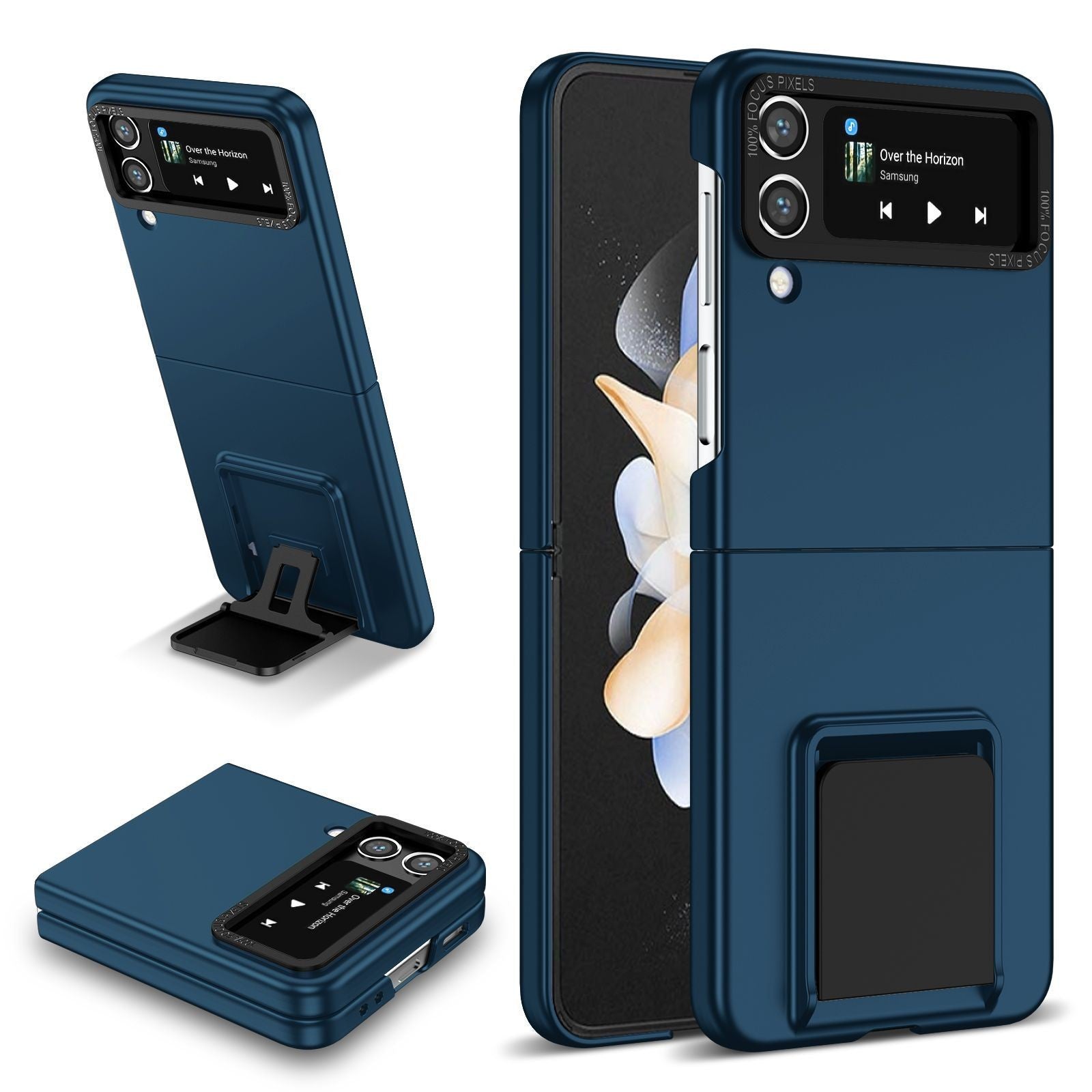 Husa de protectie Flippy, Pliere Tridimensionala, Multifunctionala, PC, pentru Samsung Galaxy Z Flip 5, Albastru-3