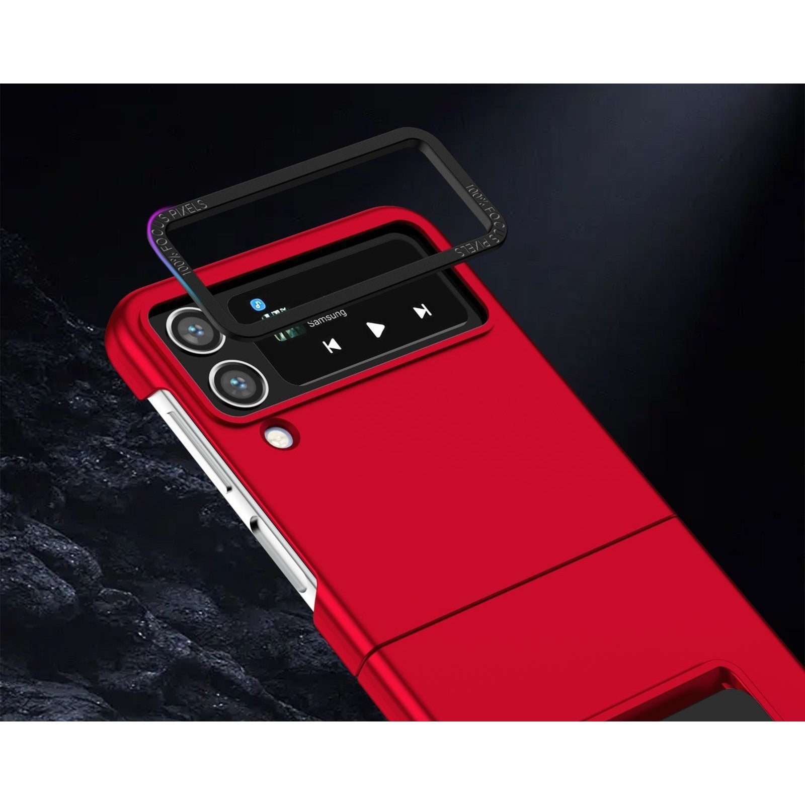 Husa de protectie Flippy, Pliere Tridimensionala, Multifunctionala, PC, pentru Samsung Galaxy Z Flip 5 , Rosu-1