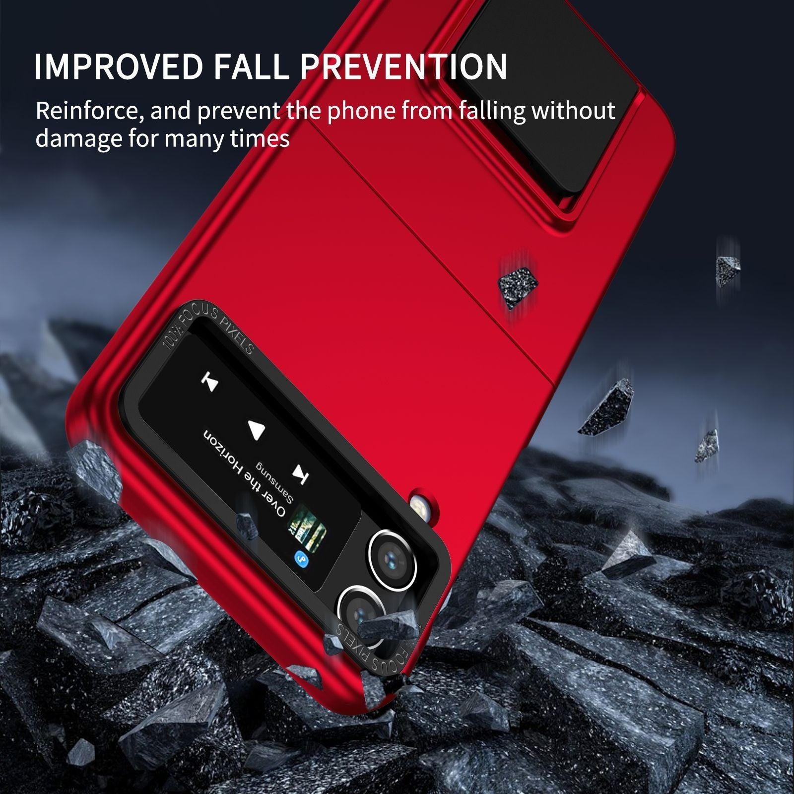 Husa de protectie Flippy, Pliere Tridimensionala, Multifunctionala, PC, pentru Samsung Galaxy Z Flip 5 , Rosu-3