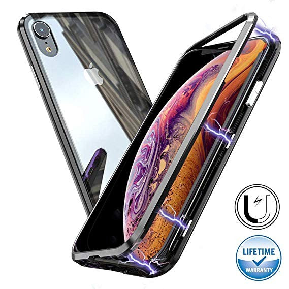 Husa de protectie Magnetic 360, Folie sticla inclusa, pentru Apple iPhone 7, Negru-0