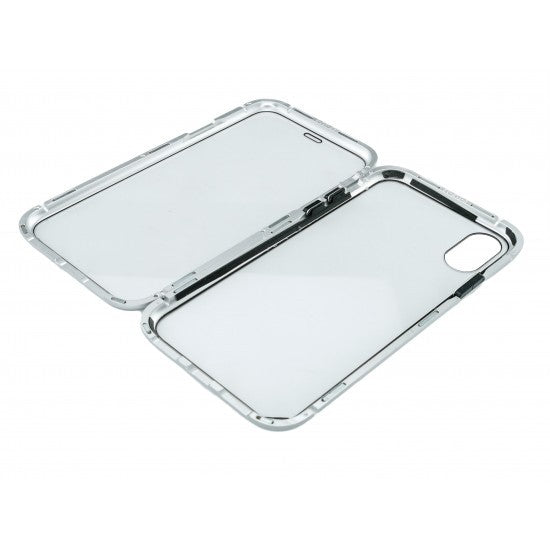 Husa de protectie Magnetic 360, Folie sticla inclusa, pentru Apple iPhone X, Argintiu-2