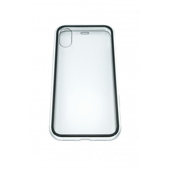 Husa de protectie Magnetic 360, Folie sticla inclusa, pentru Apple iPhone X, Argintiu-4