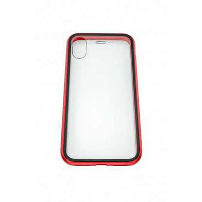Husa de protectie Magnetic 360, Folie sticla inclusa, pentru Apple iPhone X, Rosu-2