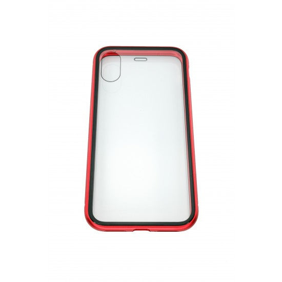 Husa de protectie Magnetic 360, Folie sticla inclusa, pentru Apple iPhone X, Rosu-2