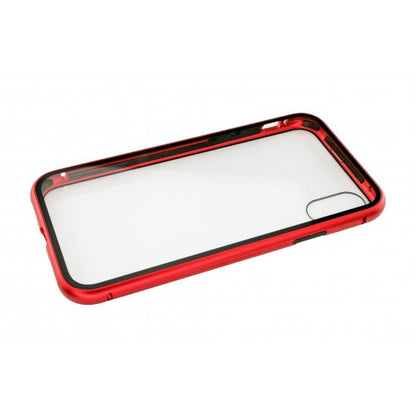 Husa de protectie Magnetic 360, Folie sticla inclusa, pentru Apple iPhone X, Rosu-3