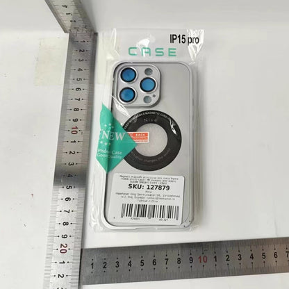 Husa de Protectie MagSafe Compatibila cu iPhone 15 Pro, Flippy, Carcasa din Metal, Incarcare Wireless, Acoperire Completa, Protectie Camera, Antisoc, Antizgariere, Antialunecare, Gri Metalizat-2