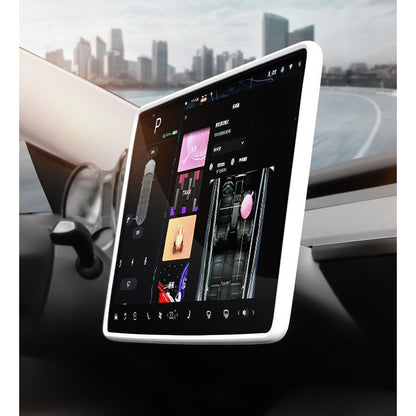 Husa de Protectie Margini Ecran Frontal Tesla, Flipp, Compatibil cu Tesla Model 3/Y, din TPE, Alb-4