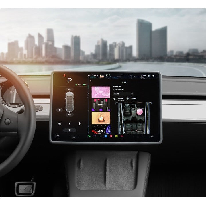 Husa de Protectie Margini Ecran Frontal Tesla, Flipp, Compatibil cu Tesla Model 3/Y, din TPE, Gri-3