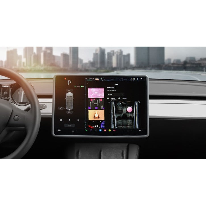 Husa de Protectie Margini Ecran Frontal Tesla, Flipp, Compatibil cu Tesla Model 3/Y, din TPE, Gri-4
